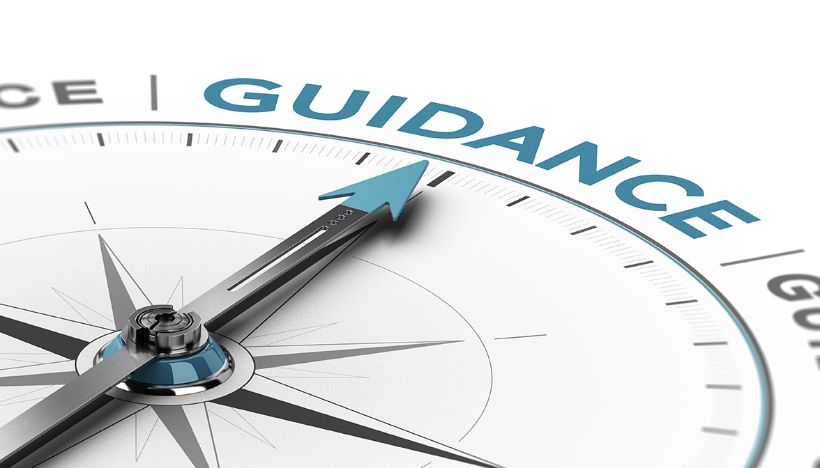 Compass image, with arrow pointing towards the text 'guidance'